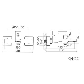 Смеситель для ванны Knotlor KN-22/WY, белый